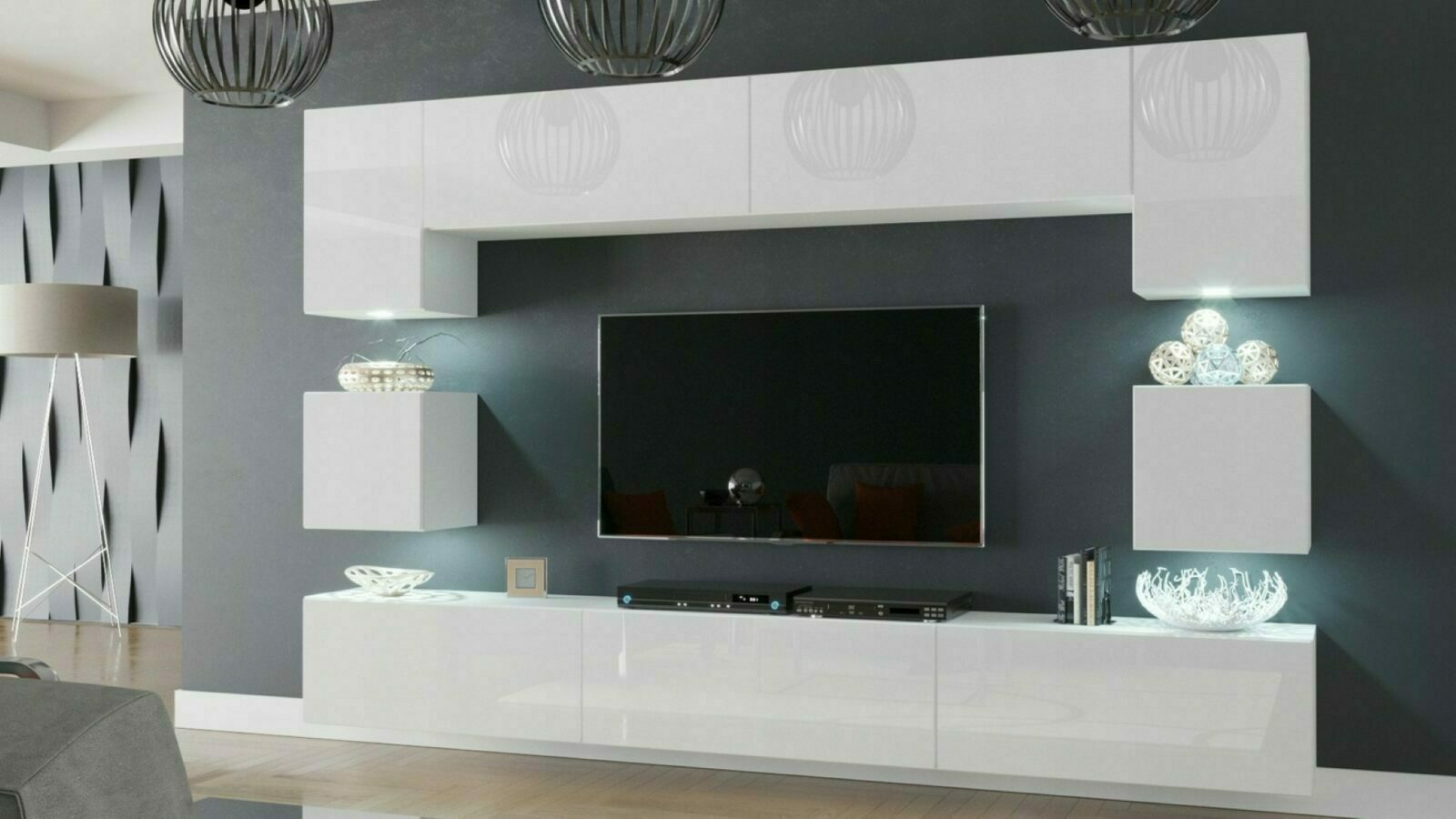 Mueble de salón moderno N1 ALICIA - blanco brillo - Estándar - 242