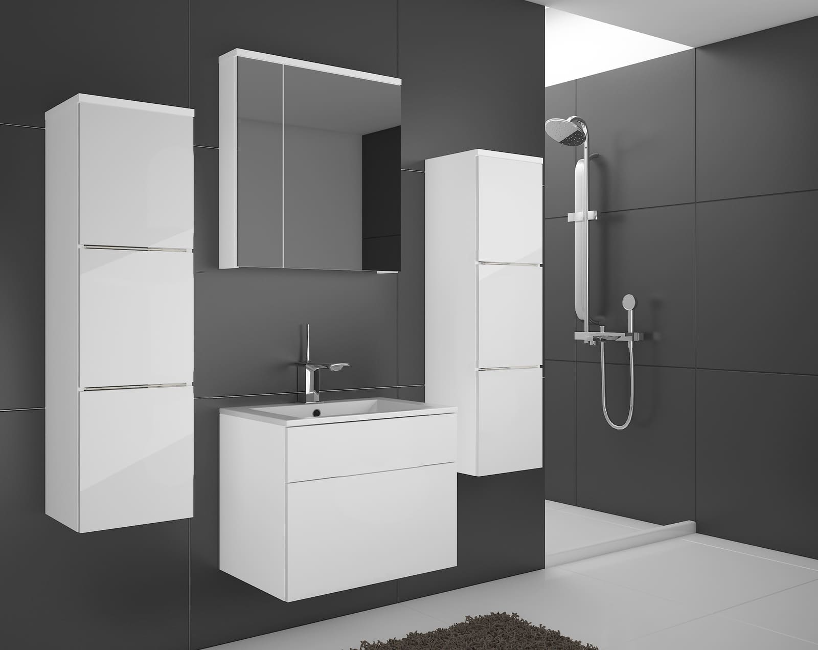 Mueble de baño – ALIUS 3 – blanco brillo » Confortica